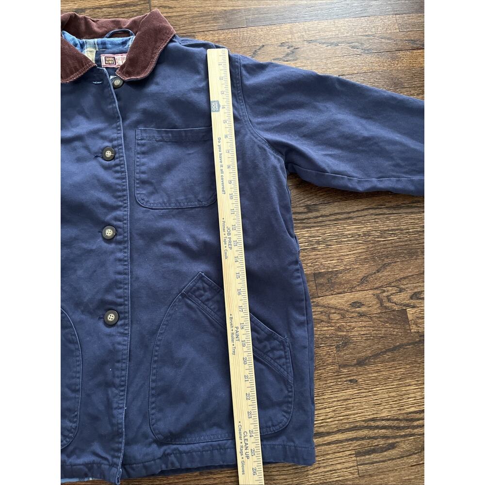 VTG Faded Glory Navy Corduroy Collar Plaid Lined Barn Jacket Women Medium - Picture 3 of 11